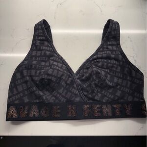 Savage X Fenty Black and Gray Bralette with Logo Band Plus Size 2X